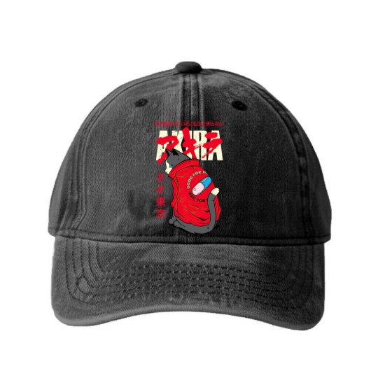 Discover Akira Cat - Akira - Washed Denim Baseball Caps