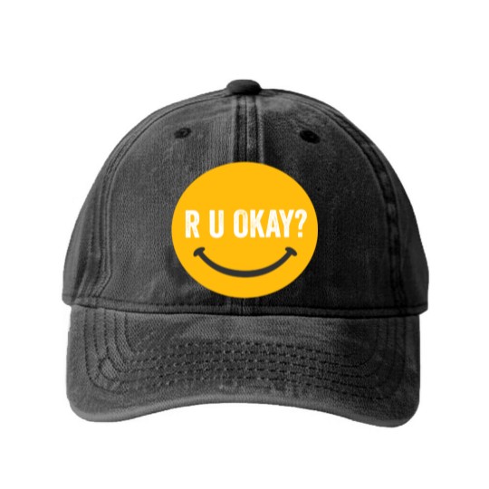 Discover R U Okay Washed Denim Baseball Caps