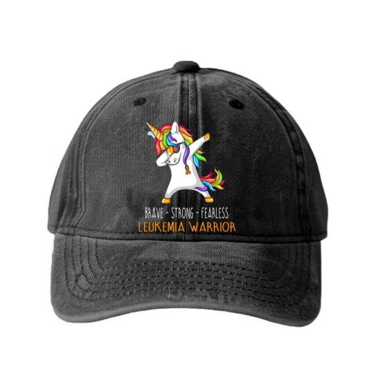 Discover Brave Strong Fearless LEUKEMIA Support LEUKEMIA Awareness Gifts - Leukemia Cancer Awareness - Washed Denim Baseball Caps