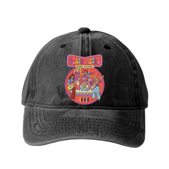 Discover Sing-Along Death Metal Washed Denim Baseball Caps classique