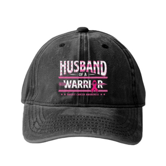 Discover Husband Of A Warrior Breast Cancer Awareness Support Squad Washed Denim Baseball Caps