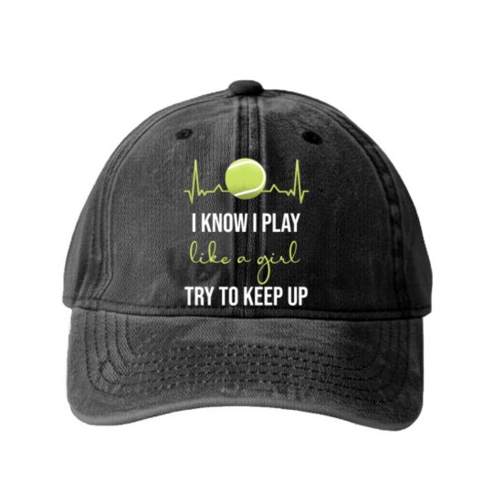 Discover Tennis Women Tennis Girls Washed Denim Baseball Caps