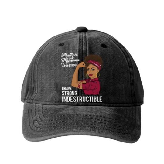 Discover Multiple Myeloma Warrior Indestructible Black Girl Awareness - Multiple Myeloma - Washed Denim Baseball Caps