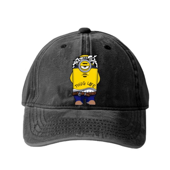 Discover Minion Thug Life - 90s Rap And The Minions - Washed Denim Baseball Caps