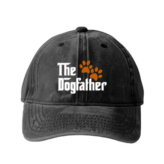 Discover Cool Dog Dad Dog Father Washed Denim Baseball Caps The DogFather Washed Denim Baseball Caps