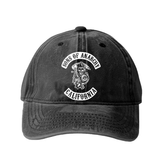 Discover Mens Sons of Anarchy Washed Denim Baseball Caps (on back)