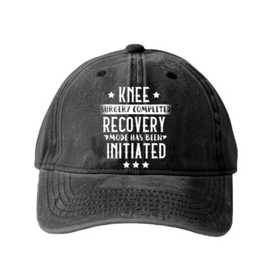 Discover Knee Surgery Completed Recovery Mode Washed Denim Baseball Caps Gift Rehab Washed Denim Baseball Caps Washed Denim Baseball Caps