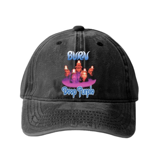 Discover Plastic Head Deep Purple Burn Washed Denim Baseball Caps