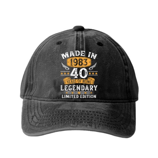 Discover Made In 1983 40 Years Old Gifts 40th Birthday Washed Denim Baseball Caps