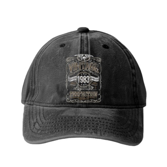 Discover 40th Birthday Washed Denim Baseball Caps for Men - Vintage 1983 Aged to Perfection 40th Birthday
