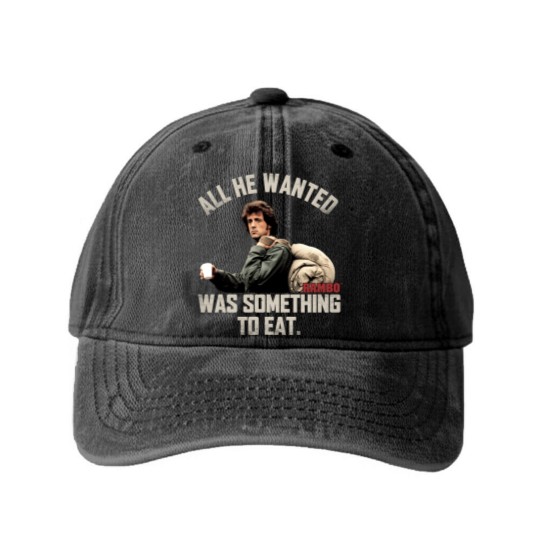 Discover Rambo Something To Eat Washed Denim Baseball Caps