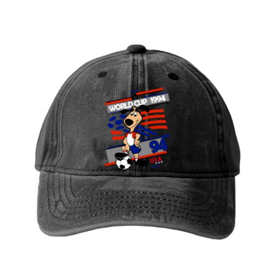 Discover Striker - USA 94 Classic Washed Denim Baseball Caps, Vintage Mascot World Cup Washed Denim Baseball Caps
