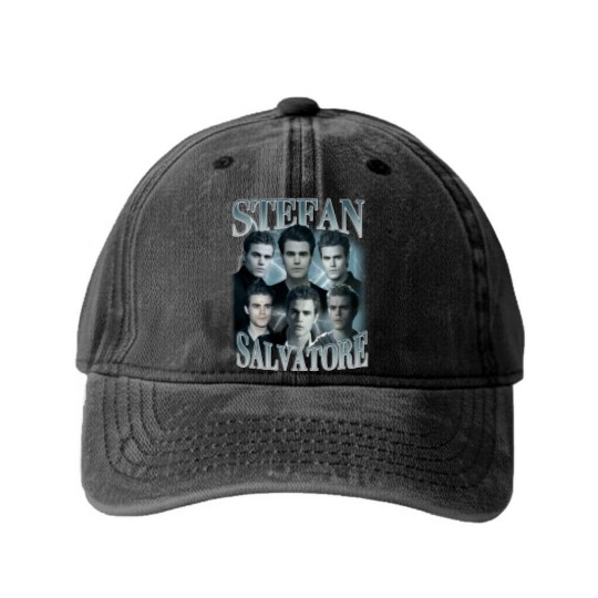 Discover Stefan Salvatore Vintage 90s Bootleg Classic Graphic Washed Denim Baseball Caps | Stefan Retro Bootleg Rap Washed Denim Baseball Caps