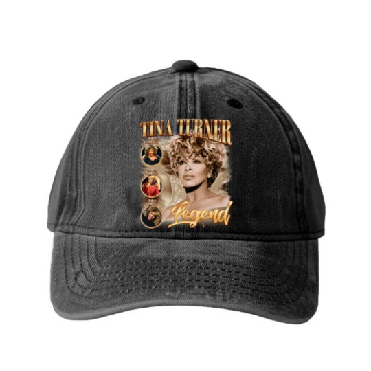 Discover Tina Turner Legend Music Washed Denim Baseball Caps, R.I.P 1939-2023 Tina Turner Rock Retro Vintage Washed Denim Baseball Caps