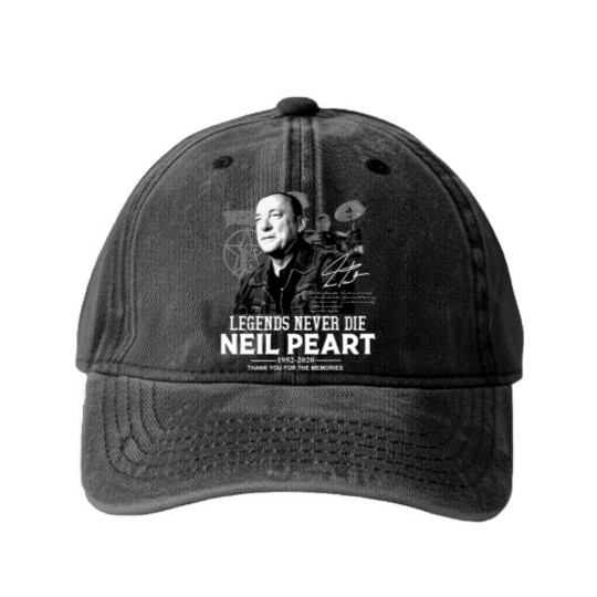 Discover Neil Peart Legends Never Die Washed Denim Baseball Caps