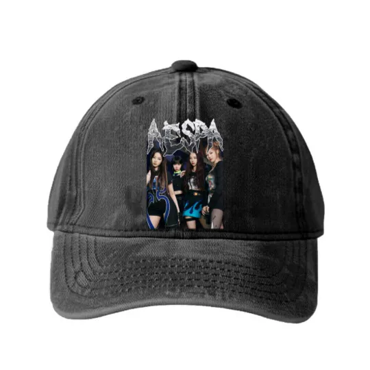 Discover Aespa Vintage Members Washed Denim Baseball Caps