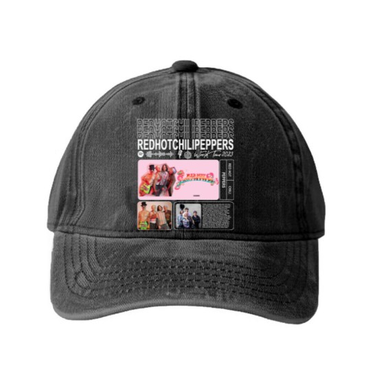 Discover Red Hot Chili Peppers Music Washed Denim Baseball Caps, World Tour 2023 Washed Denim Baseball Caps, Red Hot Chili Peppers Vintage Retro Gift