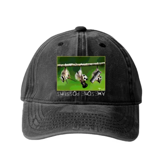 Discover the Awesome Possums t Washed Denim Baseball Caps