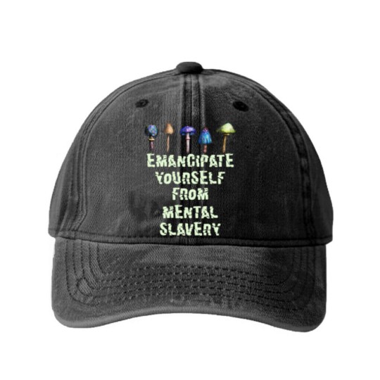 Discover Emancipate Yourself From Mental Slavery Washed Denim Baseball Caps