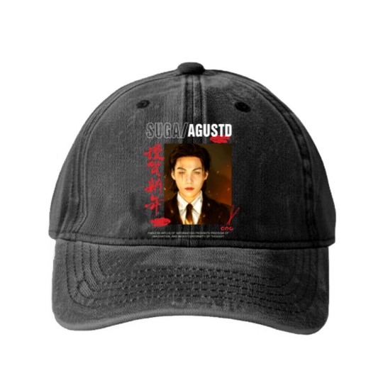 Discover Bts Suga Washed Denim Baseball Caps,AGUSTDshirt,AGUSTDmerch,Bts suga unisex Washed Denim Baseball Caps,Min yoongi Washed Denim Baseball Caps
