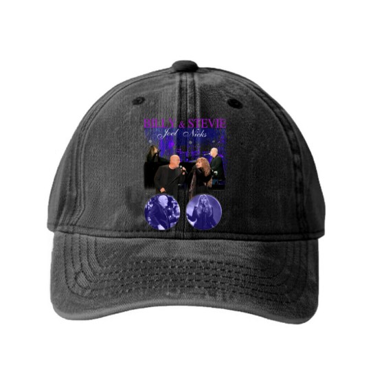 Discover Two Icons One Night Bill Joel and Nick Stevie Tour 2023 Washed Denim Baseball Caps