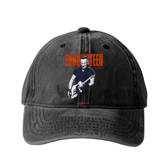 Discover Springsteen and the E Street Band 2023 World Tour Guitar Washed Denim Baseball Caps - Vintage Springsteen World Tour 23 Washed Denim Baseball Caps