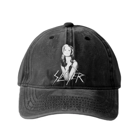 Discover Buffy Slayer Washed Denim Baseball Caps Vintage Style Fan Art Christmas Gift Washed Denim Baseball Caps