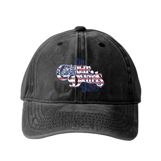 Discover Charlie Daniels Band Men's Washed Denim Baseball Caps | American Flag Star Spangled Logo Gray Graphic Washed Denim Baseball Caps