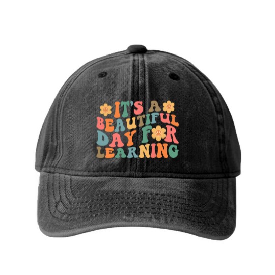 Discover It's A Beautiful Day For Learning Washed Denim Baseball Caps