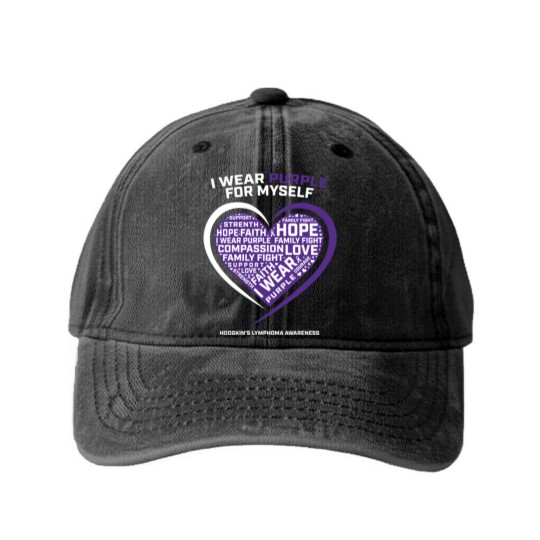 Discover Hodgkin'S Disease Purple Hodgkins Lymphoma Cancer Washed Denim Baseball Caps