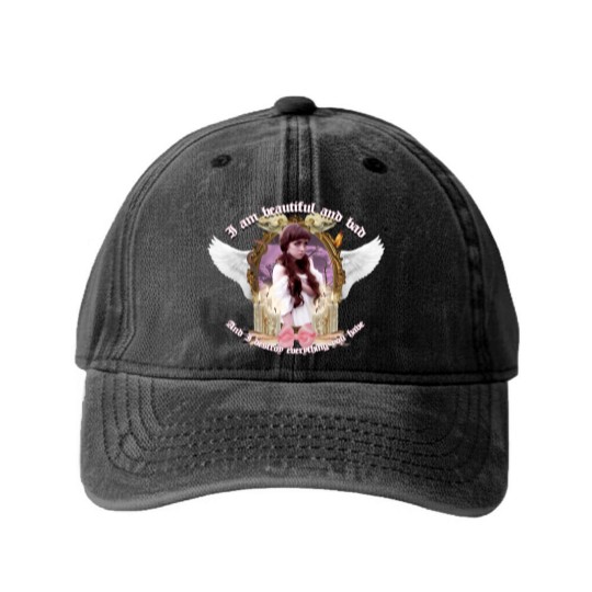 Discover Nicole Dollanganger 'Beautiful and Bad' Washed Denim Baseball Caps