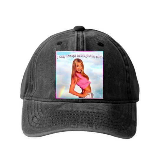 Discover Britney Spears Washed Denim Baseball Caps I Only Accept Apologies in Cash