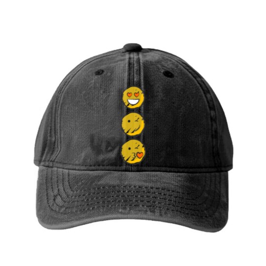 Discover Love Emojis Washed Denim Baseball Caps