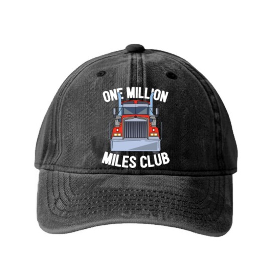 Discover One Million Miles Club Diesel Truck Driver Trucker Washed Denim Baseball Caps