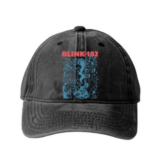 Discover Blink Vintage 182 Washed Denim Baseball Caps, World Tour Washed Denim Baseball Caps, Vintage Retro Washed Denim Baseball Caps, Blink Retro 182 Fans Lover Gift