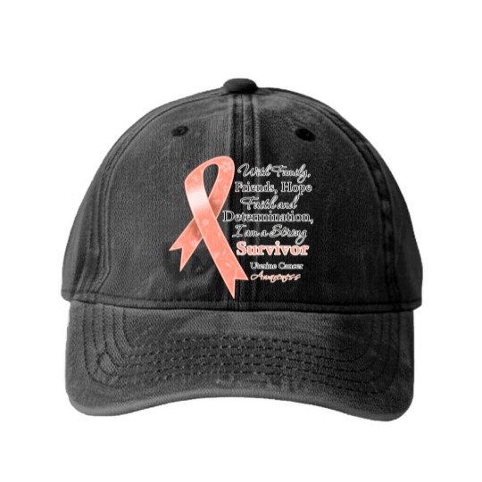 Discover Uterine Cancer Support Strong Survivor Washed Denim Baseball Caps