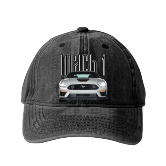 Discover MACH 1 Mustang GT 5.0L V8 Performance Car Fighter Jet Gray STANCE - Mach 1 Mustang - Zip Washed Denim Baseball Caps