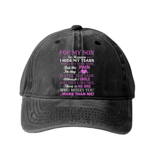 Discover For My Son In Heaven Washed Denim Baseball Caps