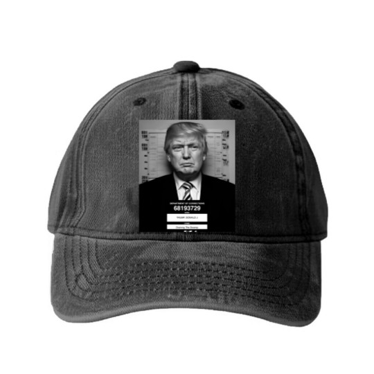 Discover Trump Mugshot Washed Denim Baseball Caps