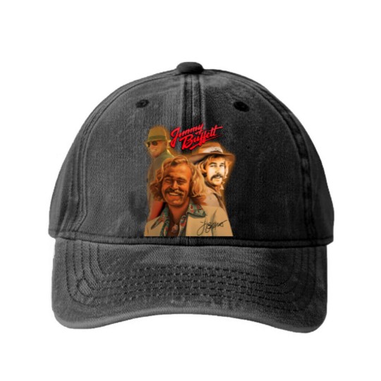 Discover Music Tour Washed Denim Baseball Caps Jimmy Buffett 2023 Tour Washed Denim Baseball Caps