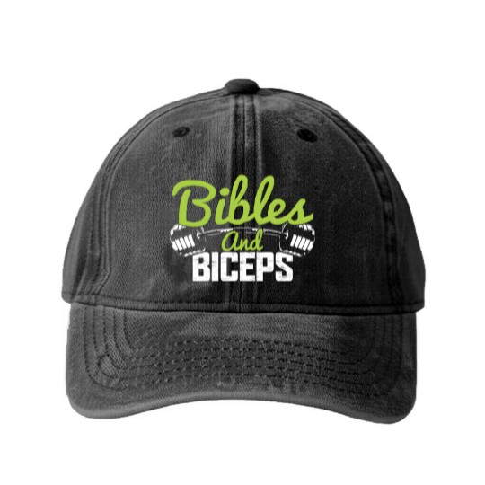 Discover BIBLES AND BICEPS Washed Denim Baseball Caps
