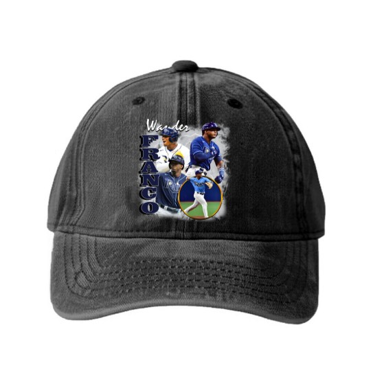 Discover Wander Franco Washed Denim Baseball Caps, Baseball Washed Denim Baseball Caps, Classic 90s Graphic Washed Denim Baseball Caps