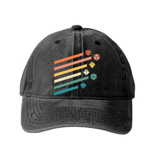 Discover Retro Minimalist Polyhedral Dice Set Tabletop RPG - Dungeons And Dragons - Washed Denim Baseball Caps