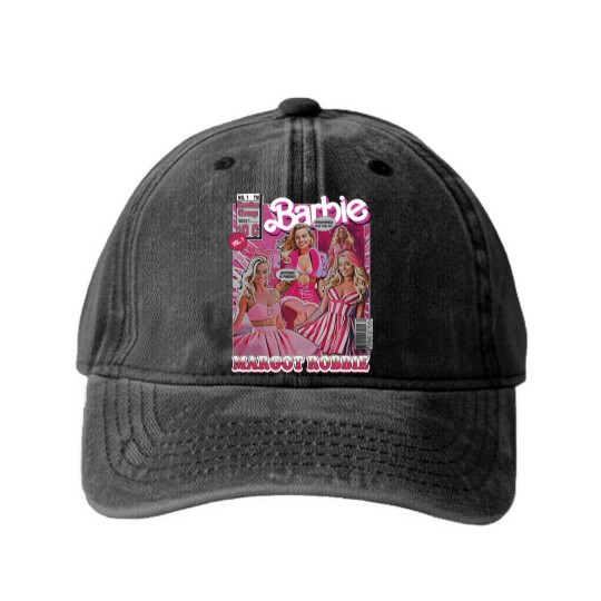 Discover Margot Robbie Barbie  Washed Denim Baseball Caps, Retro Vintage Margot Robbie Washed Denim Baseball Caps