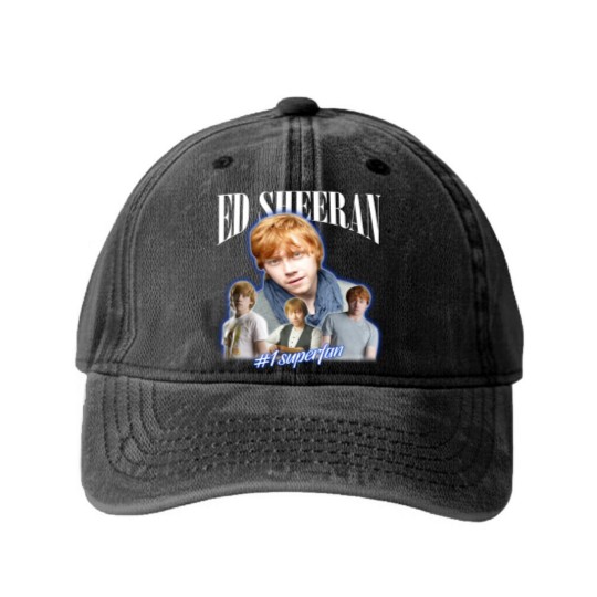 Discover Vintage E.d She.Eran #1 Supe.rfan Unisex Washed Denim Baseball Caps, E.d Sheer.an 2023 Tour Washed Denim Baseball Caps