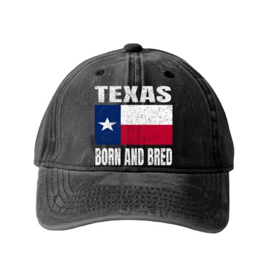 Discover Texas Born And Bred - Vintage Texas State Flag Washed Denim Baseball Caps