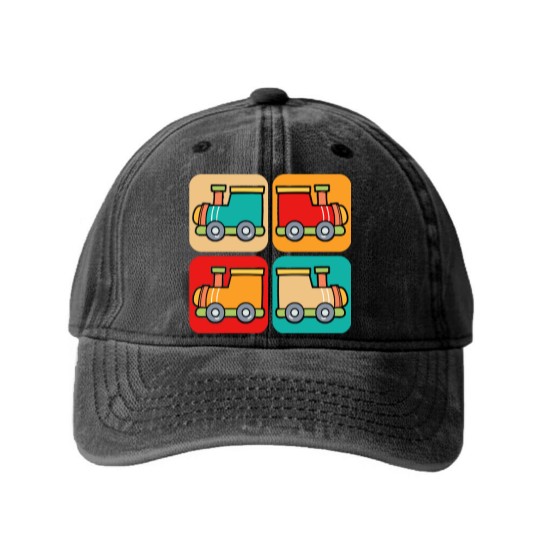 Discover Train Washed Denim Baseball Caps Little Retro Trains I Kids I Railway I Toddler Train Washed Denim Baseball Caps Washed Denim Baseball Caps