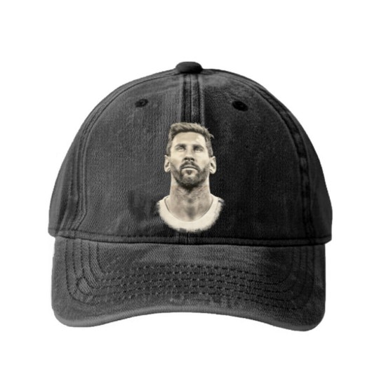 Discover Lionel Messi face Argentina Mens cotton Washed Denim Baseball Caps Qatar 2022
