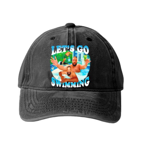 Discover Lets Go Swimming Dj Khaled Washed Denim Baseball Caps, Dj Khaled Funny Washed Denim Baseball Caps, Dj Khaled Merch