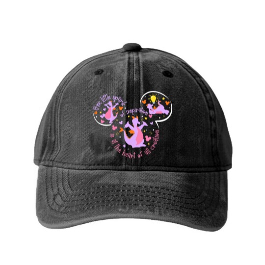 Discover Figment Washed Denim Baseball Caps, One Little Spark Washed Denim Baseball Caps, Purple Dragon Washed Denim Baseball Caps